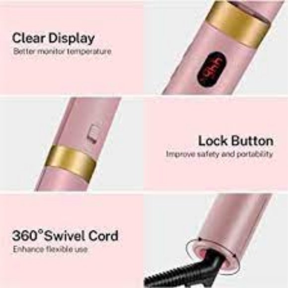 NEW MAGICFLY CERAMIC TOURMALINE IONIC FLAT IRON HAIR STRAIGHTENER PINK - Picture 7 of 10